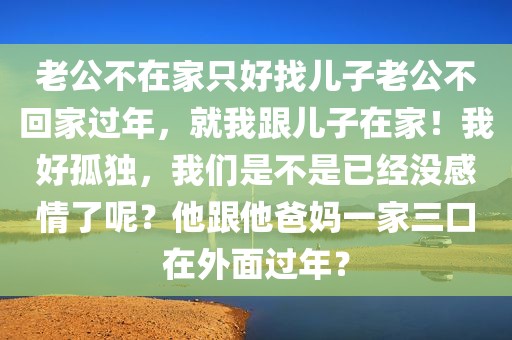 老公不在家只好找儿子老公不回家过年，就我跟儿子在家！我好孤独，我们是不是已经没感情了呢？他跟他爸妈一家三口在外面过年？
