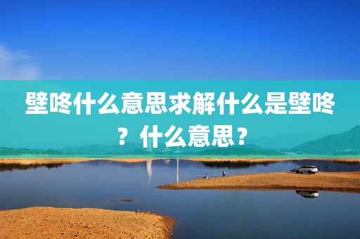 壁咚什么意思求解什么是壁咚？什么意思？